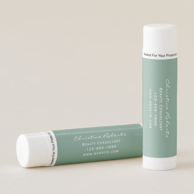 Custom Modern Sage Business Promotional Gift Lip Balm (Front)
