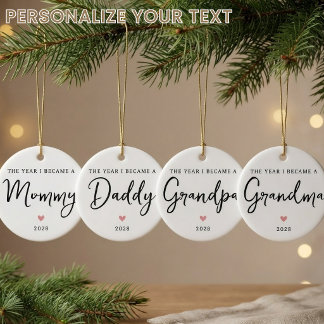 Custom Modern Script Mommy Daddy Grandma Grandpa Ceramic Ornament
