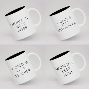 Custom Modern Script World's Best Teacher Mom Dad Coffee Mug