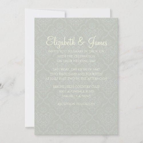 Custom Modern Silver Damask Wedding Invitations