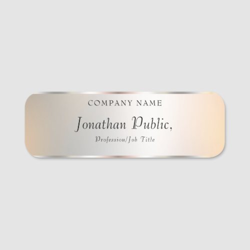 Custom Modern Silver Elegant Professional Template Name Tag