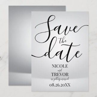 Custom Modern Silver Minimalist Wedding Save The Date