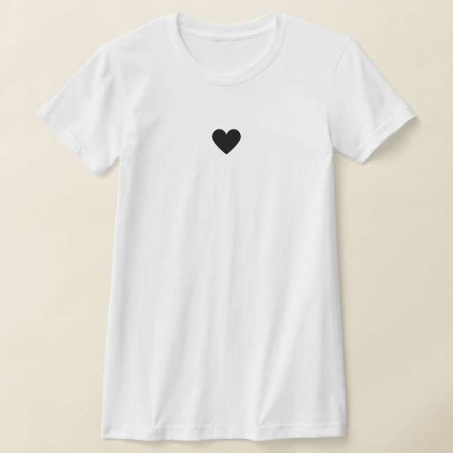 Custom Modern Simple Black Heart T-Shirt (Laydown)