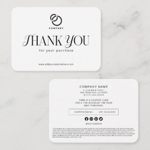 Custom Modern Simple Business Logo Coupon Promo Note Card