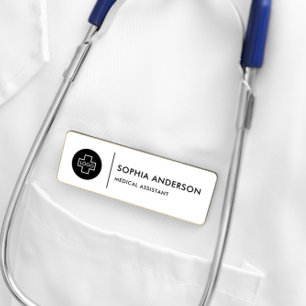 Custom Modern Simple Elegant Black Magnet Title Name Tag