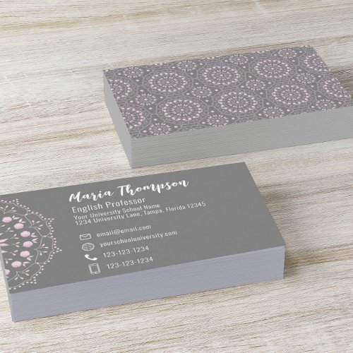Custom Modern Simple Elegant Grey Pink Chic Business Card