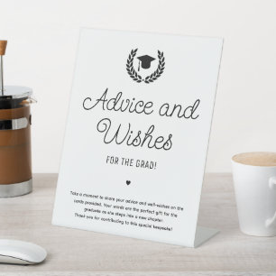Custom Modern Simple Graduation Advice and Wishes Pedestal Sign