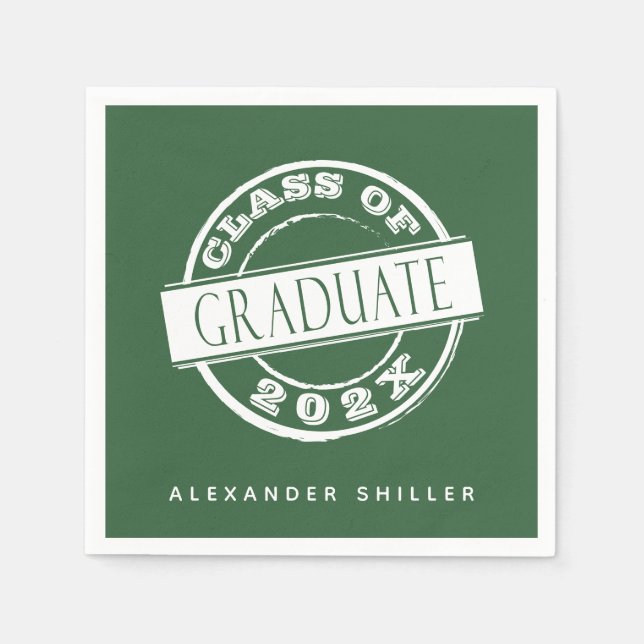 Custom Modern Simple Green Graduate Napkins (Front)