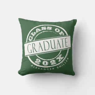 Custom Modern Simple Green Graduate  Throw Pillow
