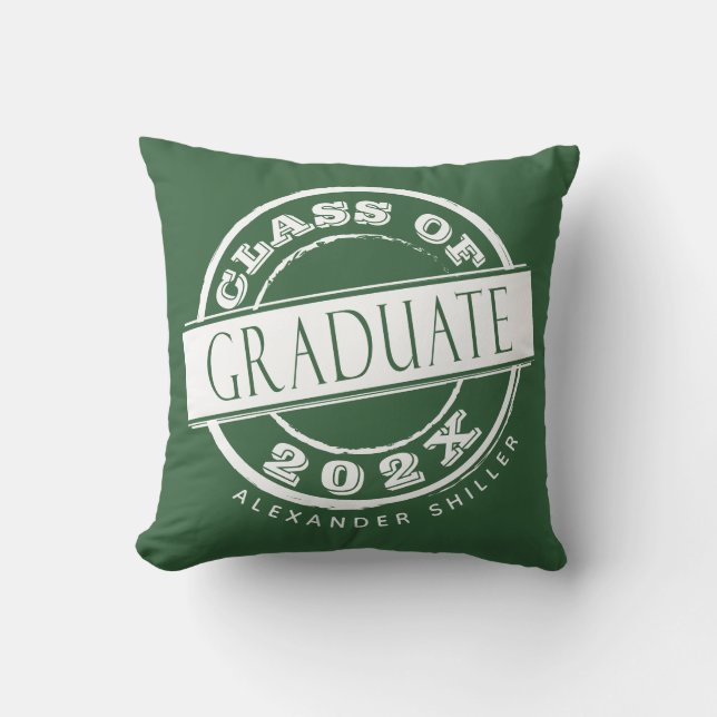 Custom Modern Simple Green Graduate  Throw Pillow (Front)