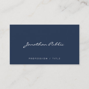 Custom Modern Simple Handwritten Script Navy Blue Business Card