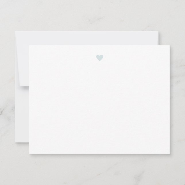 Custom Modern Simple Light Blue Heart Note Card (Front)