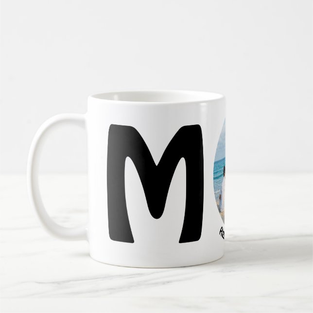 Custom modern simple Mother's Day gift photo Mom Coffee Mug (Left)