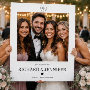 Custom Modern Simple Names & Date Wedding Selfie Frame