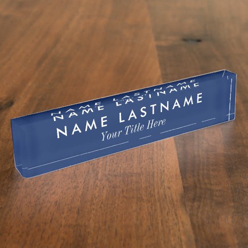 Custom Modern Simple Navy Blue White Title Desk Name Plate