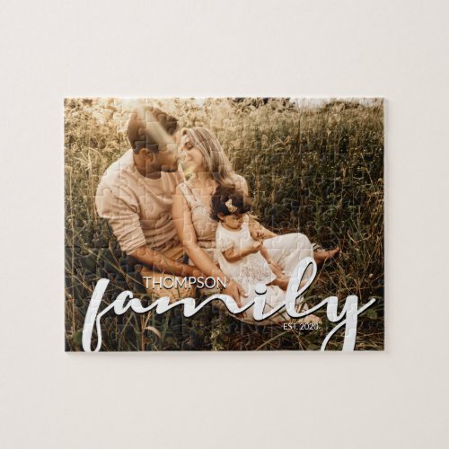 Custom Modern Simple Personalized Family Photo Jigsaw Puzzle