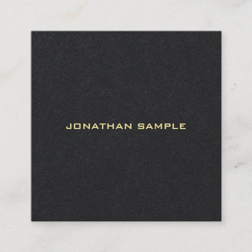 Custom Modern Simple Personalized Gold Name Text Square Business Card