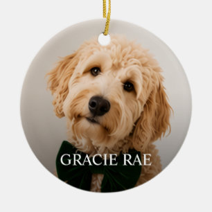 Custom Modern Simple Pet Photo Christmas Ceramic Ornament