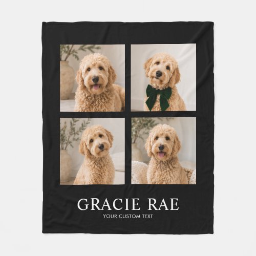 Custom Modern Simple Pet Photo Collage Fleece Blanket