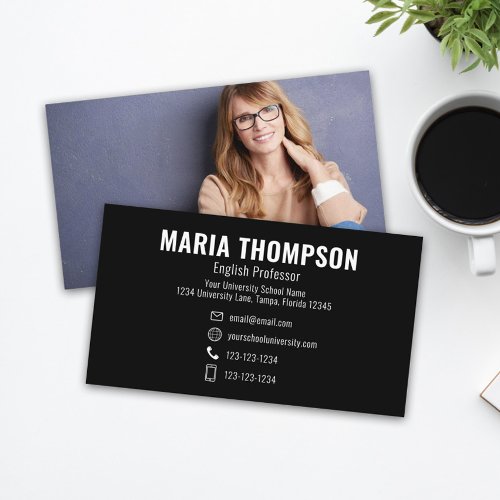 Custom Modern Simple Photo Black White Stylish Business Card