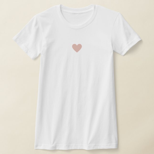Custom Modern Simple Pink Heart T-Shirt (Laydown)