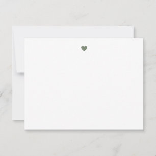 Custom Modern Simple Sage Green Heart Note Card
