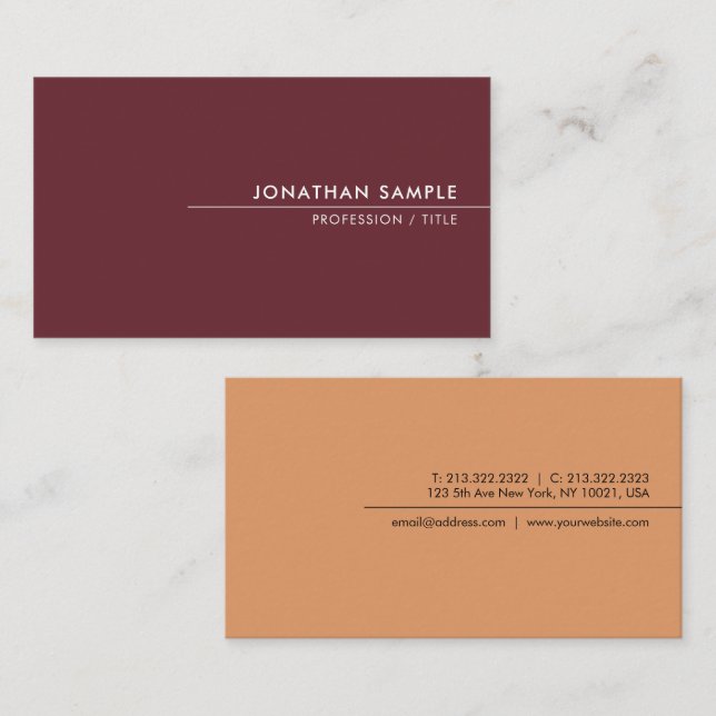 Custom Modern Simple Template Elegant Colors Business Card (Front/Back)
