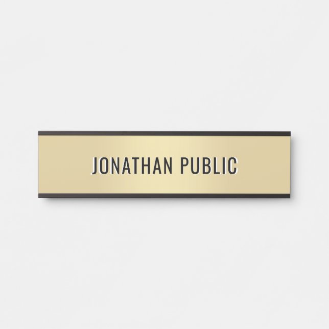 Custom Modern Simple Template Elegant Gold Home Door Sign (Front)