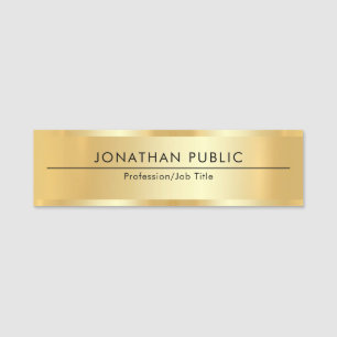 Custom Modern Simple Template Glamorous Faux Gold Name Tag