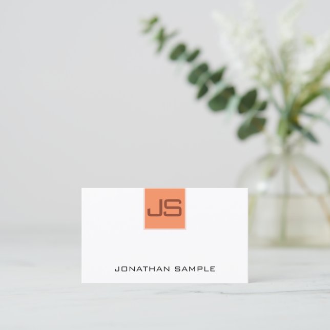 Custom Modern Simple Template Monogram Elegant Business Card (Standing Front)