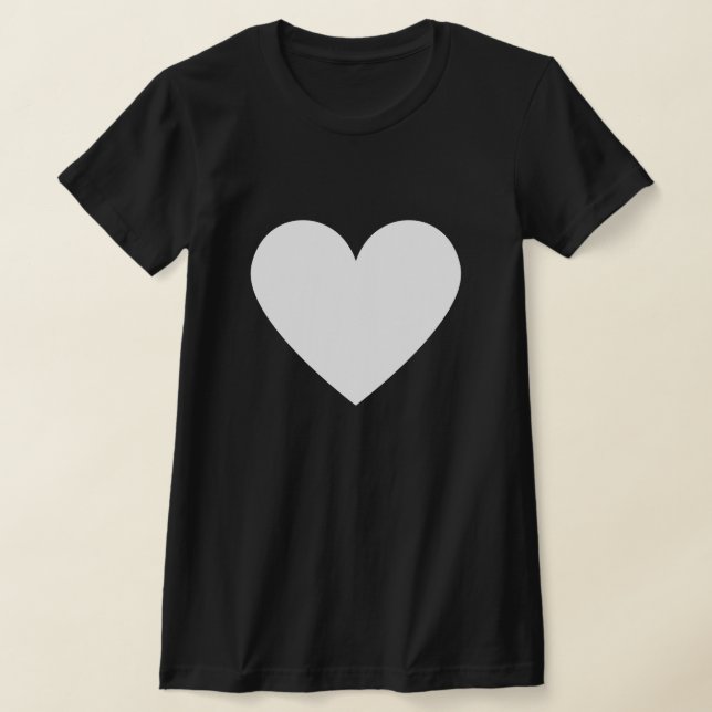 Custom Modern Simple White Heart T-Shirt (Laydown)