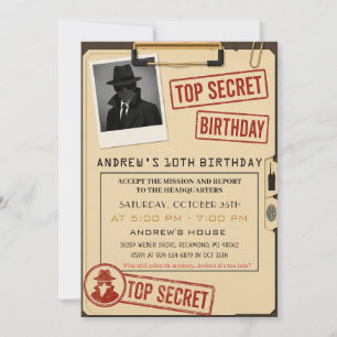 Custom Modern Spy Birthday Party Invitation