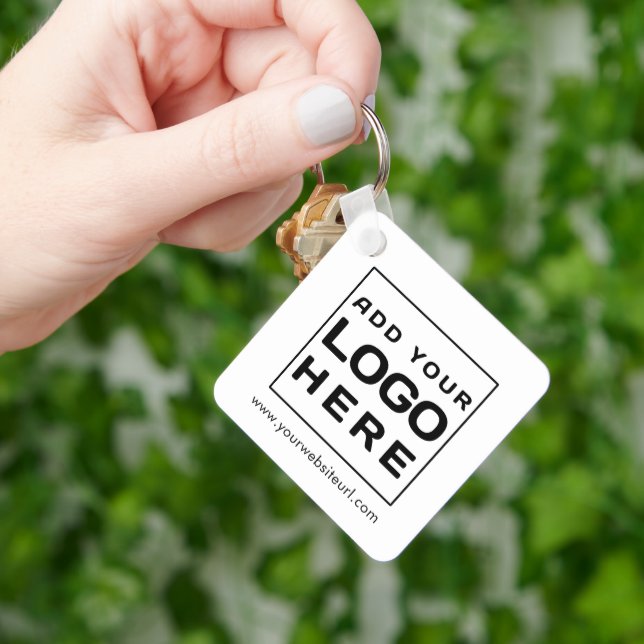 Custom Modern Square  Business Logo and Website Keychain (Hand)