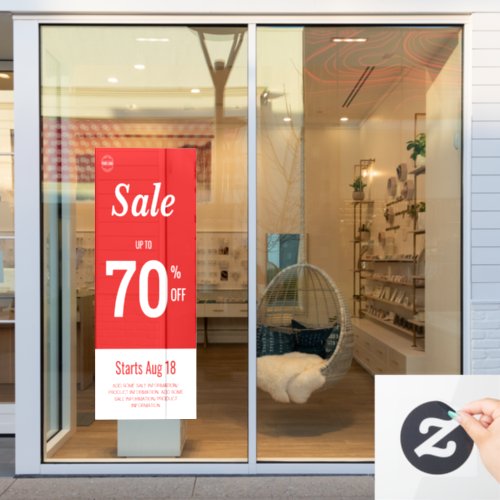 custom Modern Store Discount Promo Red Sale  Window Cling