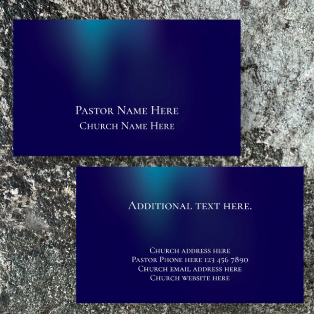 Custom Modern Stylish Christian Church Pastor  Business Card (Custom business cards, modern, cool light. Christian pastor church calling card. Stylish blue.
)