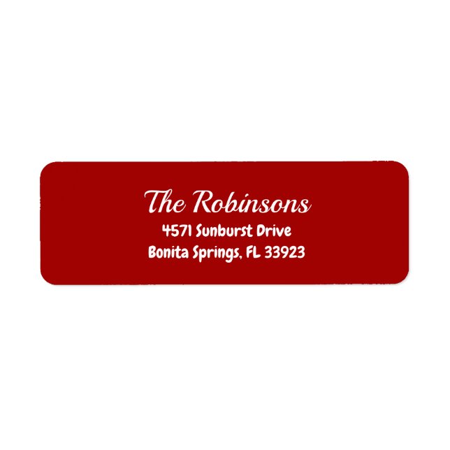 Custom Modern Stylish Dark Candy Apple Red Address Label (Front)