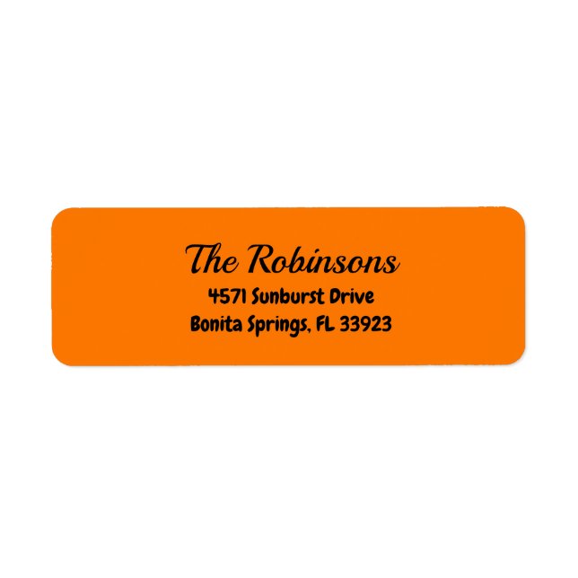 Custom Modern Stylish Safety Orange Address Label (Front)