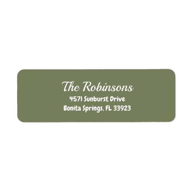 Custom Modern Stylish Sage Green Address Label (Front)
