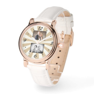 Custom Modern Sun Beam 2 Photo Collage Watch