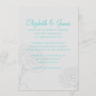 Custom Modern Teal and Silver Wedding Invitations