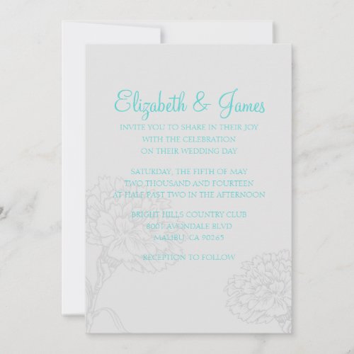 Custom Modern Teal and Silver Wedding Invitations