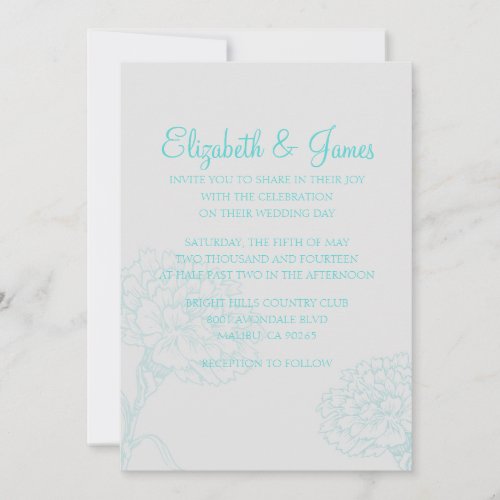 Custom Modern Teal Wedding Invitations