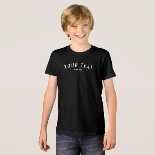 Custom Modern Template Boys Solid Black Triblend Tri_Blend Shirt