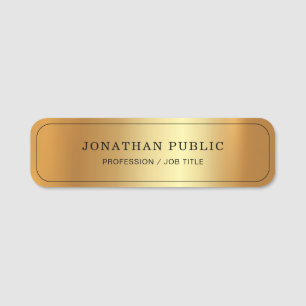 Custom Modern Template Elegant Gold Glamorous Name Tag