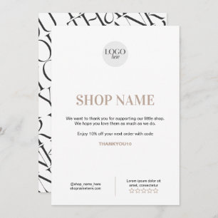 Custom Modern Thank You Card for Shop Owners