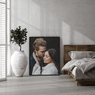 Custom Modern Thin Black Frame Faux Canvas Print