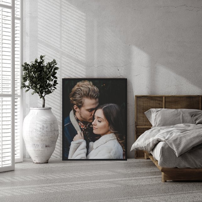 Custom Modern Thin Black Frame Faux Canvas Print (Creator Uploaded)