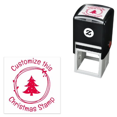 Custom Modern Tree Holiday Christmas Self_inking Stamp