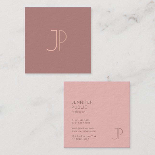 Custom Modern Trendy Design Monogram Template Square Business Card (Front/Back)