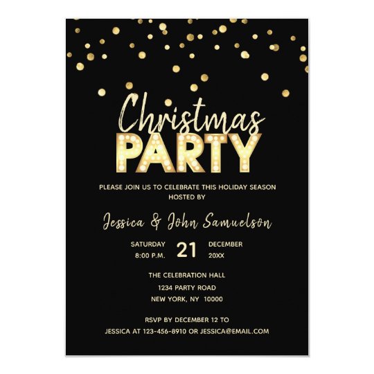 Custom Modern Trendy Gold Black CHRISTMAS PARTY Invitation | Zazzle.com